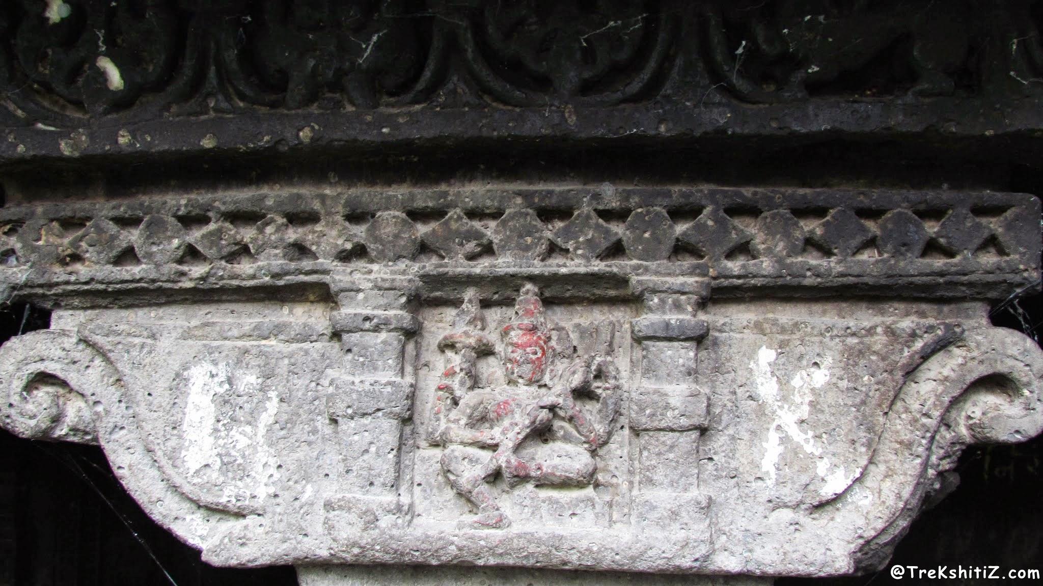 Carved Pillar of Shrungar Chavadi caves, Kanhergad, Chalisgaon